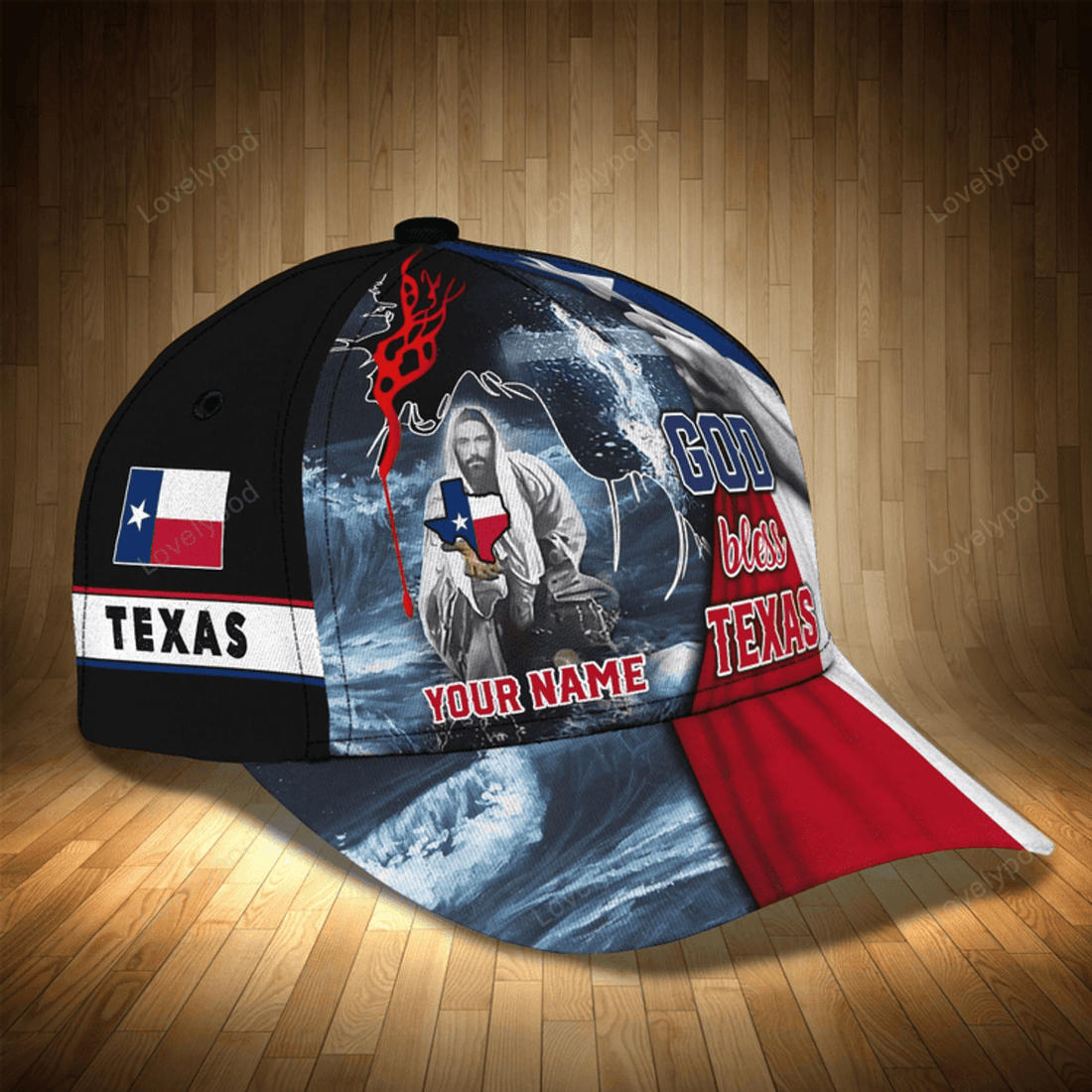 FUNSTUFFPRIT Personalized God Bless Texas 3D Full Print Baseball Cap, Texas American Pride Cap Hat, Texas Cap Hat
