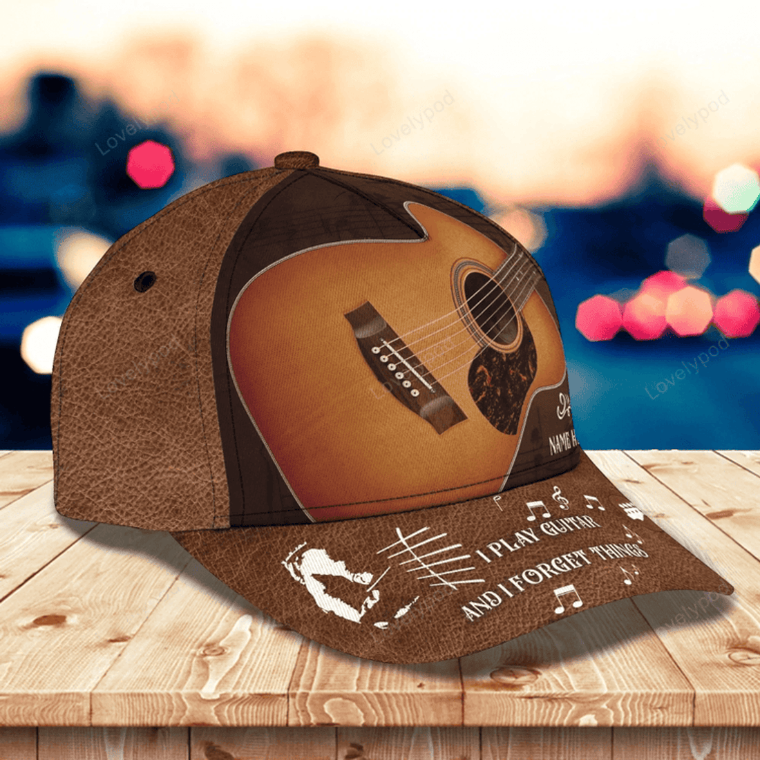 FUNSTUFFPRIT Custom Name Baseball Guitar Cap Hat, I Play Guitar And I Forget Things 3D Cap For Musican Guitarist Cap