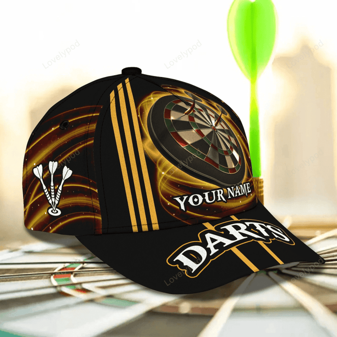FUNSTUFFPRIT Personalized Classic Dart Cap, Birthday Present To Darter Friend, Dart Lover Cap Hat, Darting Cap