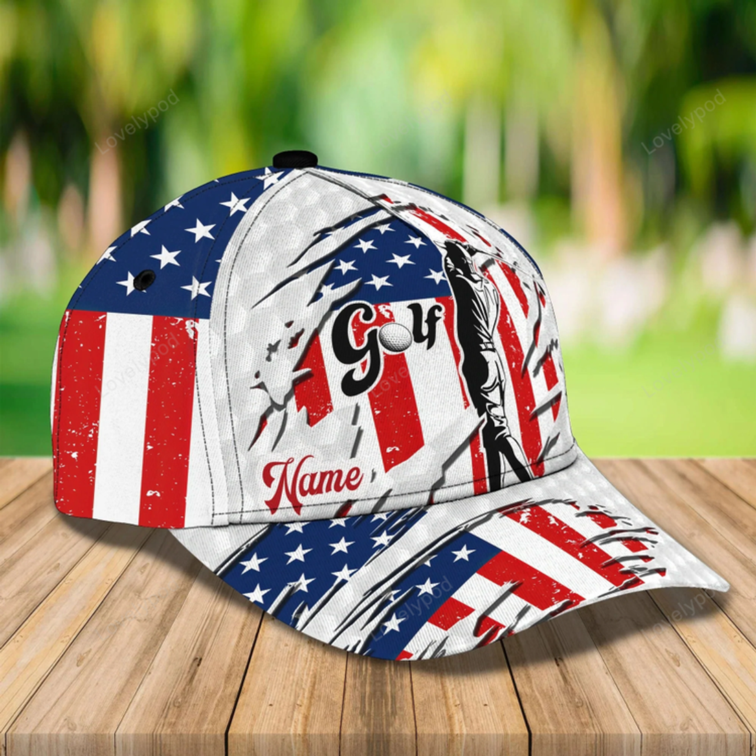 FUNSTUFFPRIT Personalized With Name 3D All Over Print Golf Caps For Men, American Golfer Baseball Cap, Golfer Gifts