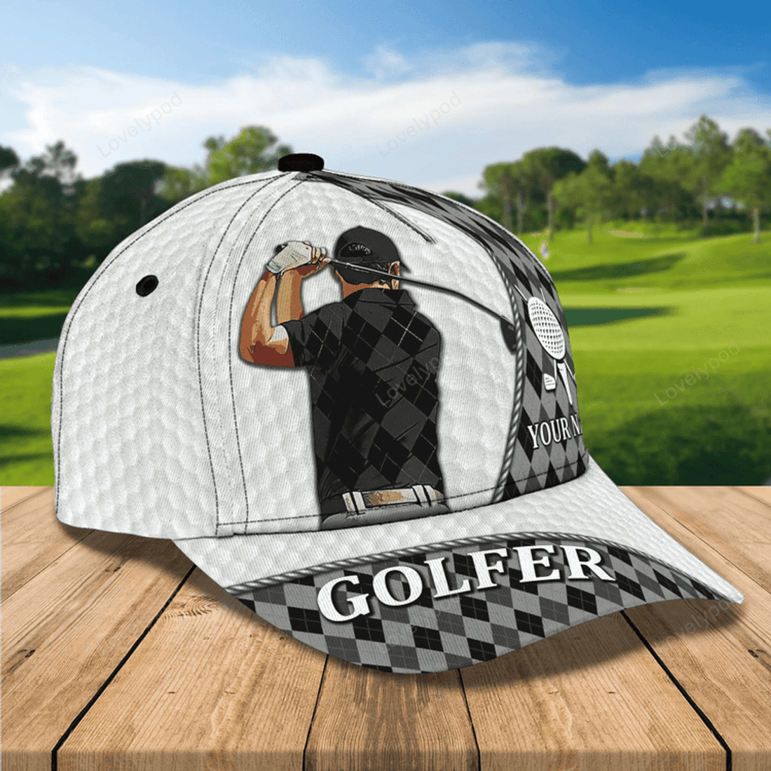 FUNSTUFFPRIT Personalized Golf Mens Cap Hat Full Printing, 3D Baseball Cap For Gofler, Dad Golf Gifts, Father Day Golfer Gift