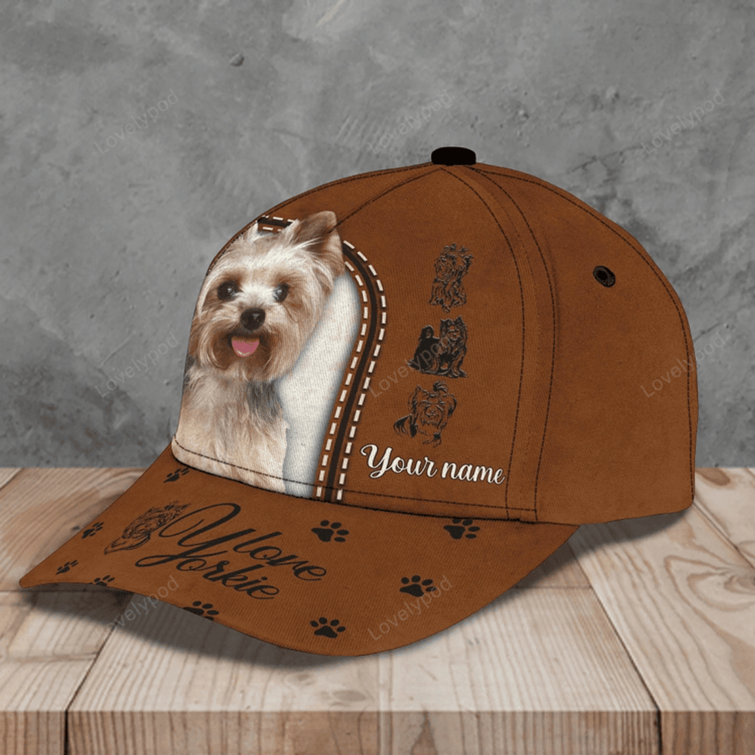 FUNSTUFFPRIT Customized With Name 3D All Over Print Baseball Cap Dog Yorkshire Lovers, Classic Cap Hat For Yorkshire Lover
