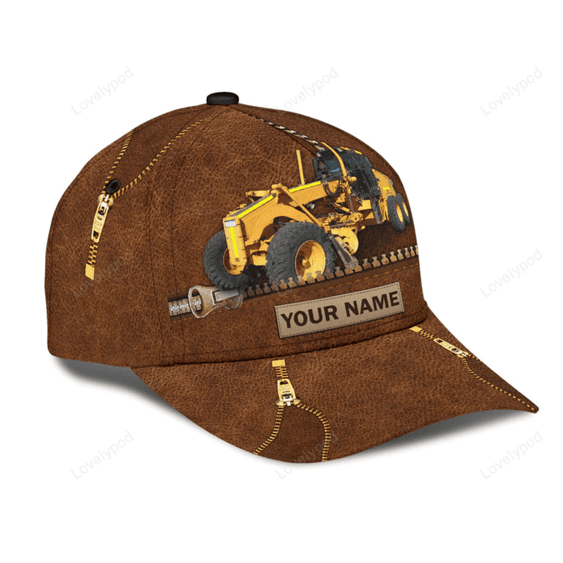 FUNSTUFFPRIT Custom With Name Excavator Heavy Equipment Classic Cap, Cool Baseball Excavator Cap Hat