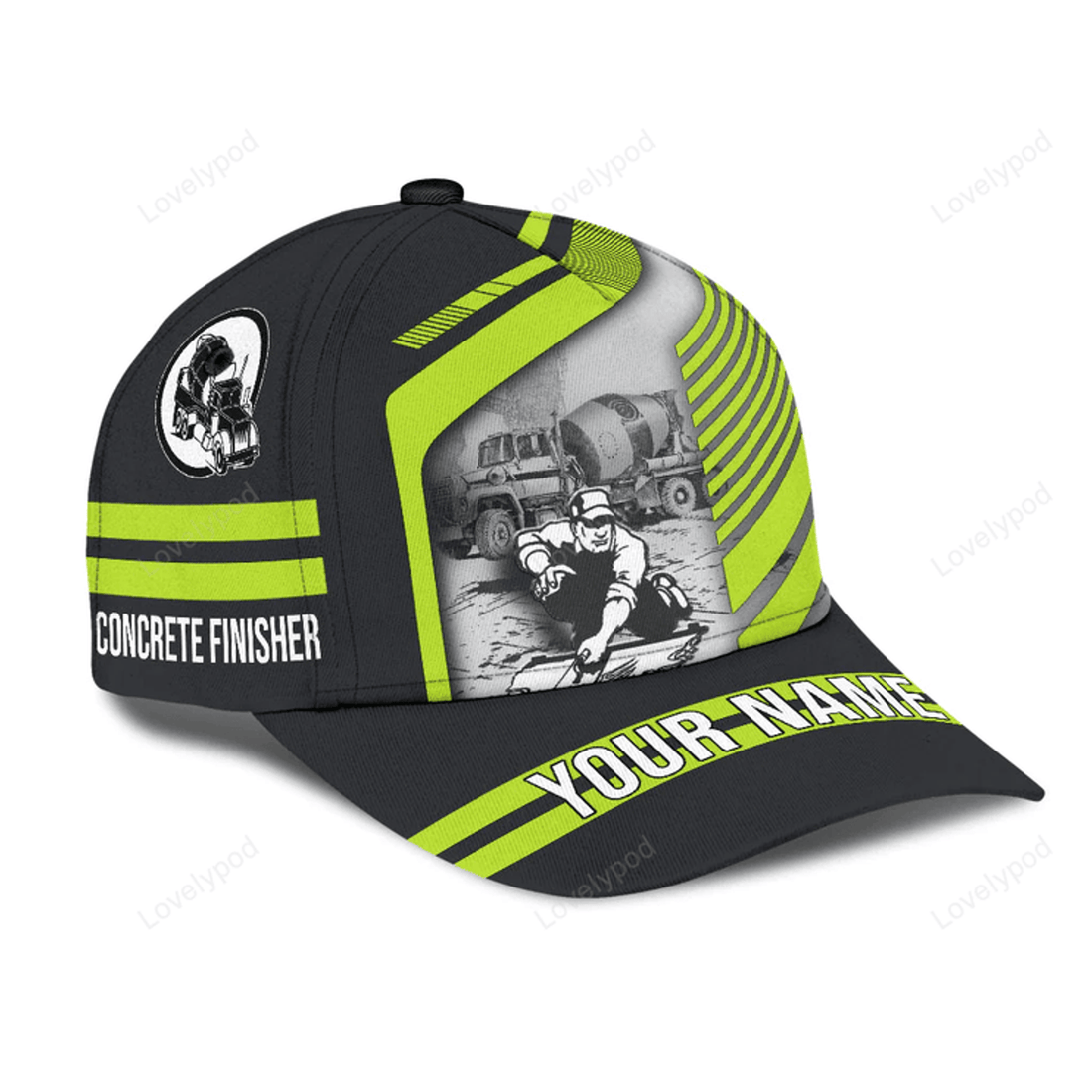 FUNSTUFFPRIT Personalized Concrete Finisher With Poured Concrete Classic Hat Baseball Cap For Men And Women, Concrete Cap Hat