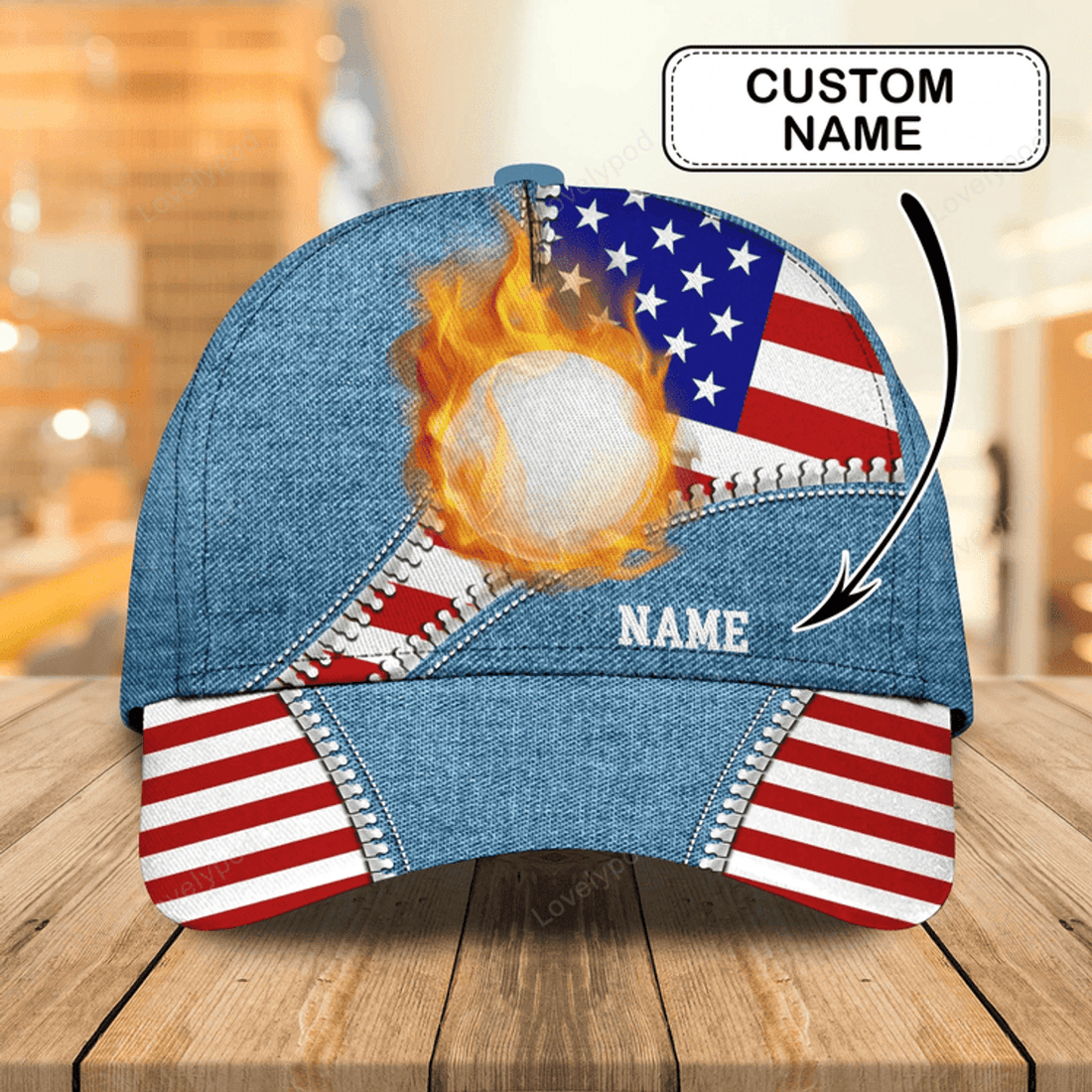 FUNSTUFFPRIT 3D Full Print Classic Cap Hat For Golfer, American Golfer Gifts, Good Quality Golf Cap For Men And Woman