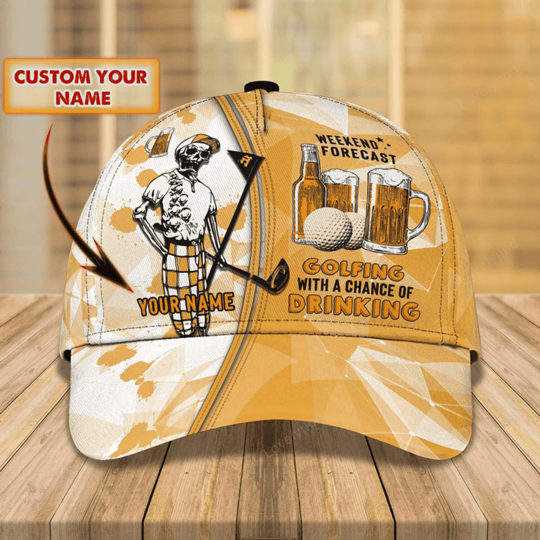 FUNSTUFFPRIT Custom With Name 3D Baseball Cap Hat For Golf Man, Plan For The Day With Golf, Gift A Golf Lover