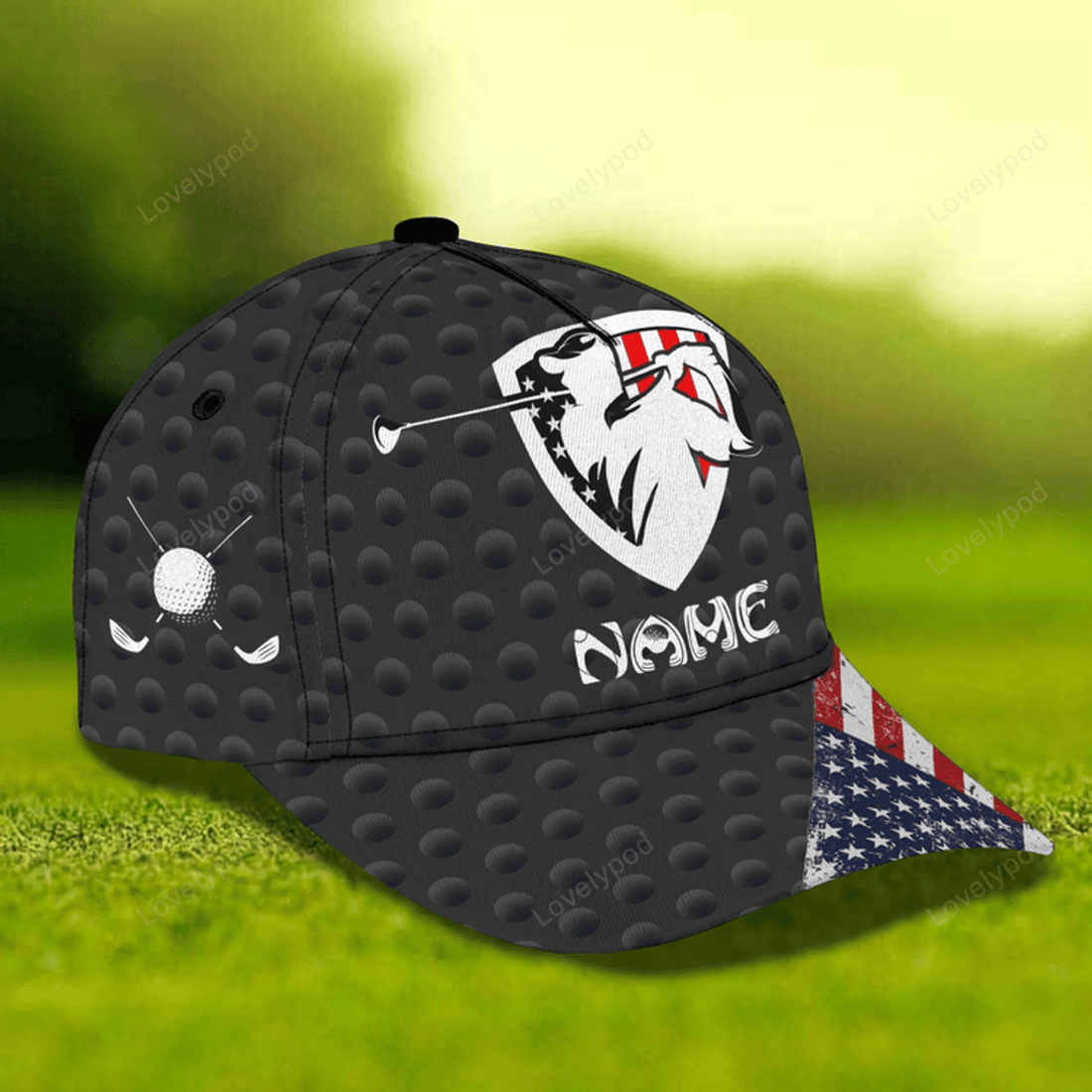 FUNSTUFFPRIT Custom With Name 3D Full Print Baseball Golf Cap, Golfing Classic Hat For Men, Birthday Gift To Golf Lovers