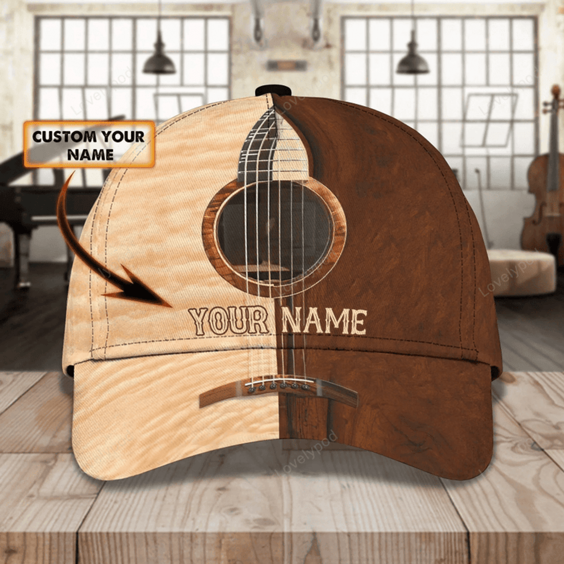 FUNSTUFFPRIT Personalized Guitar 3D Full Print Cap Hat For Musican, Guitarist, Music Is My Second Language, Music Lover Gift