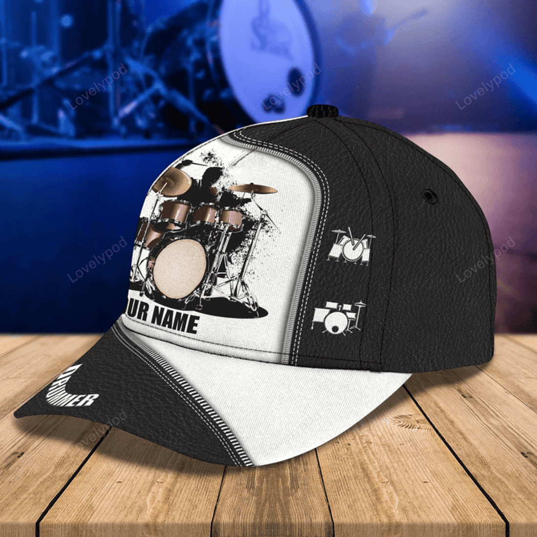 FUNSTUFFPRIT Custom Baseball 3D Cap Hat For Drummer, Drum Caps Hats, Birthday Present To Drum Lovers, Drummer Gifts