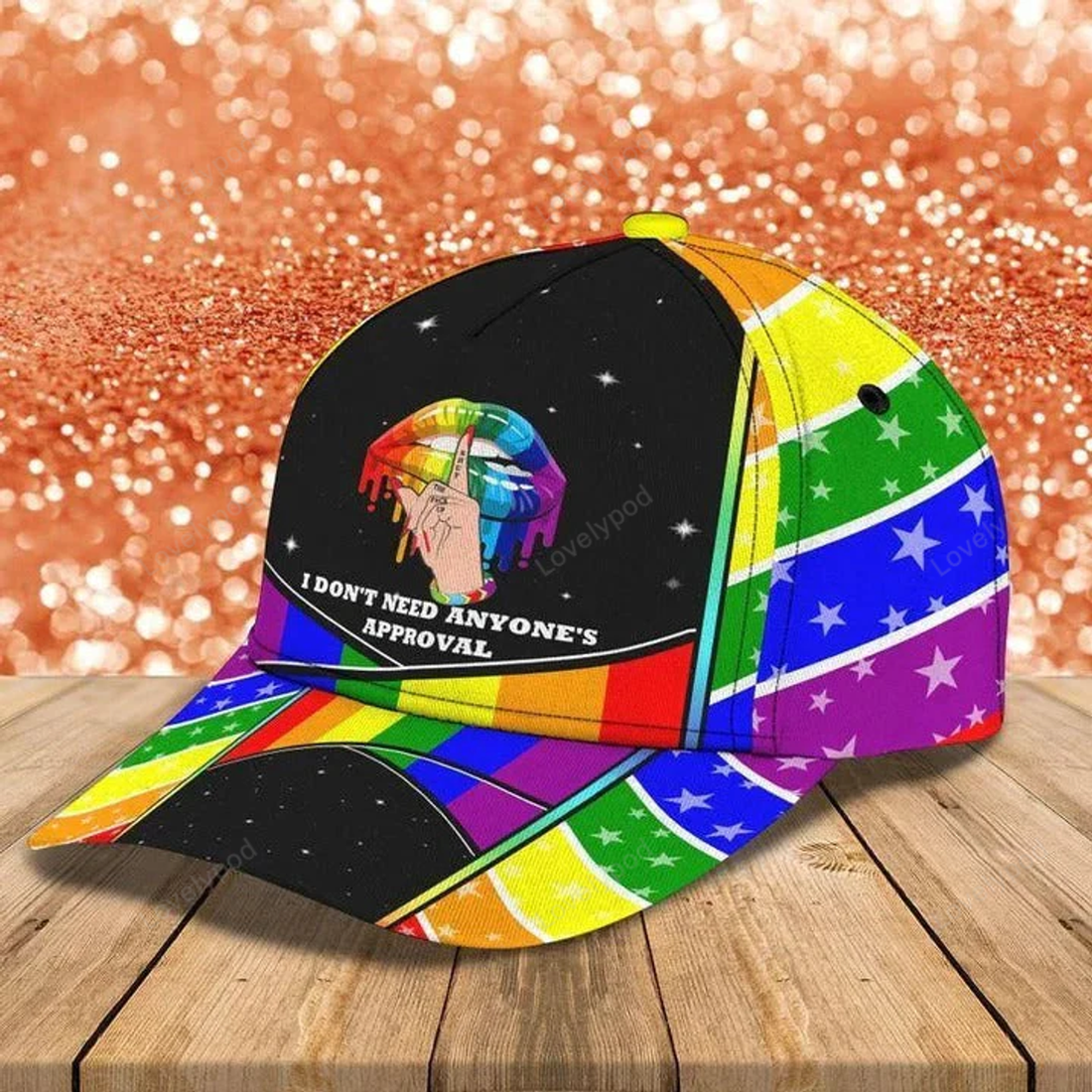 FUNSTUFFPRIT 3D Baseball Cap For Gay Man, Couple Lesbian Pride Accessories, I Don't Need Anyone's Approval Baseball Cap Hat
