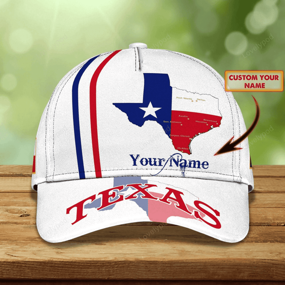 FUNSTUFFPRIT Personalized Texas Baseball 3D Cap, Texas Classic Full Print Cap Hat, American Texas Cap