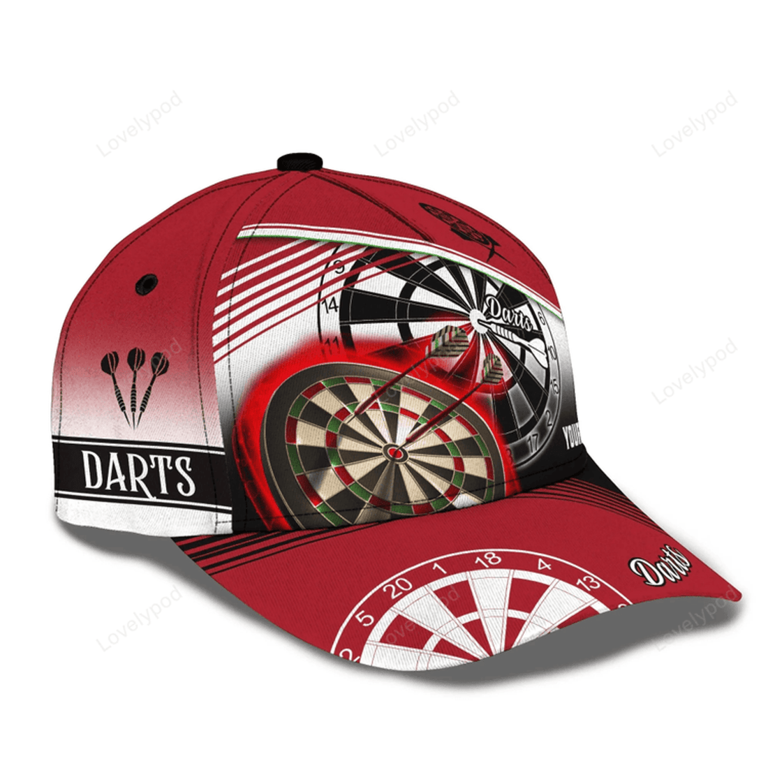 FUNSTUFFPRIT Personalized Baseball Full Print Dart Cap Hat For Men And Woman, Darts Cap For My Boy Friends, Gift To Darter