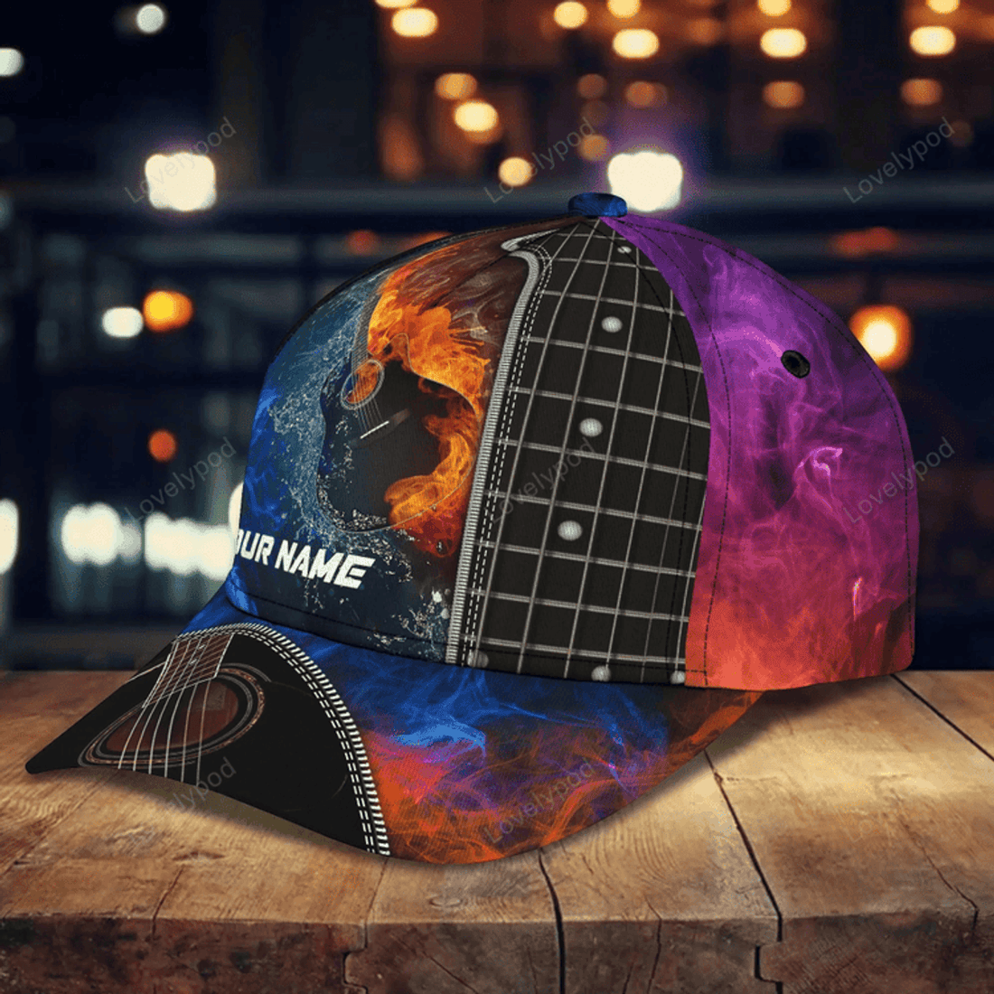 FUNSTUFFPRIT Personalized Baseball Guitar Full Print Cap Hat For Guitar Lover, Classic Guitar 3D Caps To My Son, Daughter