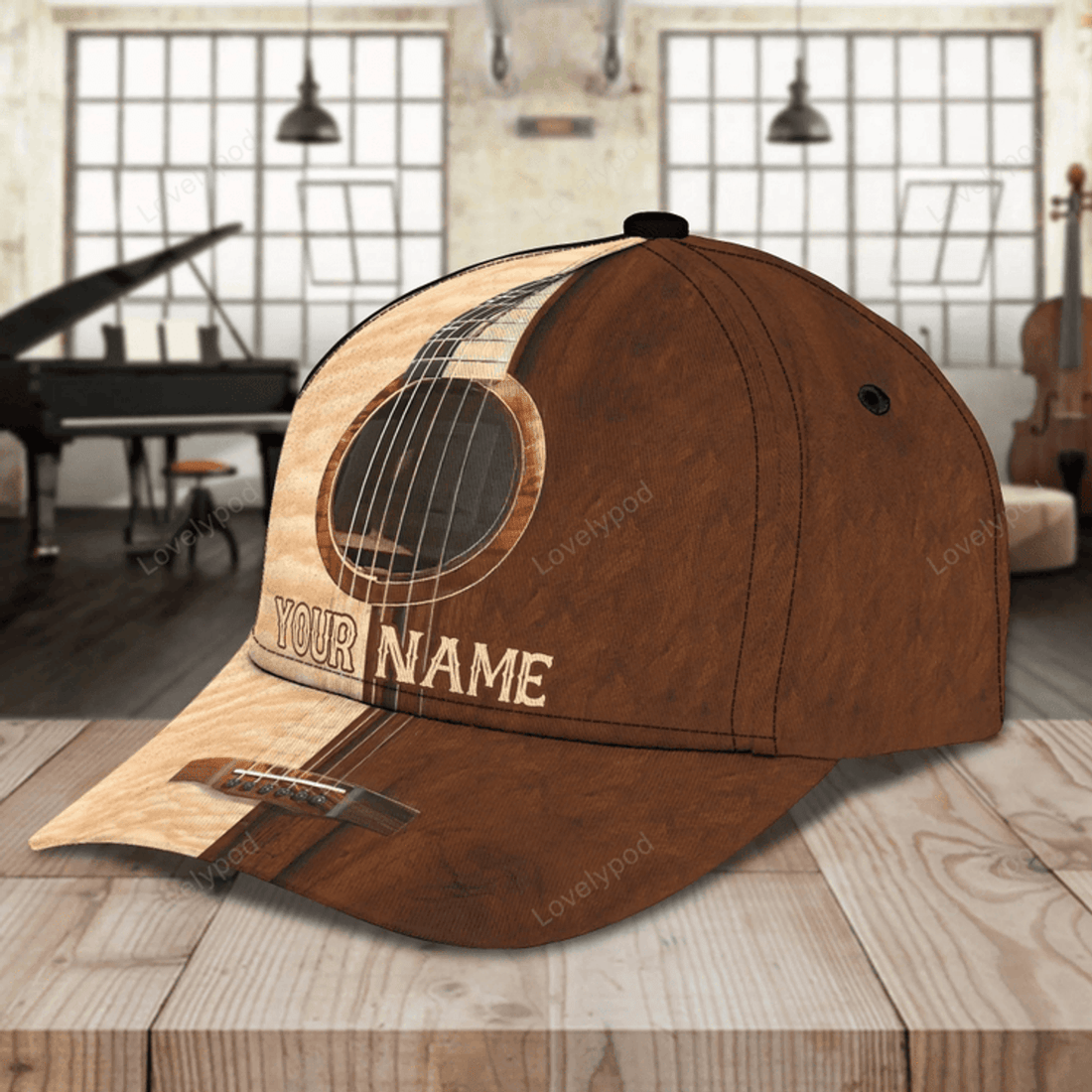 FUNSTUFFPRIT Personalized Guitar 3D Full Print Cap Hat For Musican, Guitarist, Music Is My Second Language, Music Lover Gift