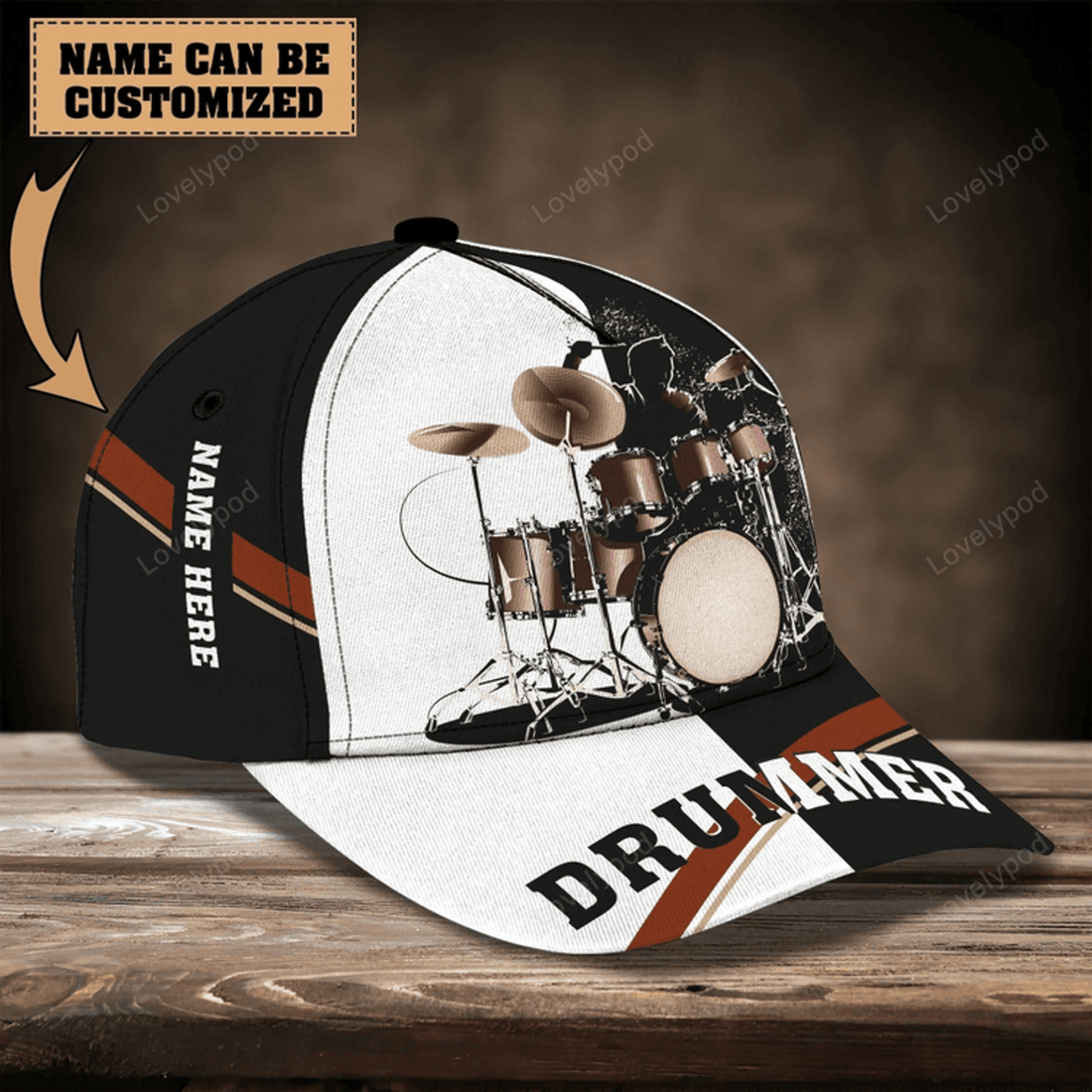 FUNSTUFFPRIT Personalized American Drummer Cap, 3D All Over Print Drum Cap Hat In Usa Flag, Gift To Drum Lover Drummer Gift