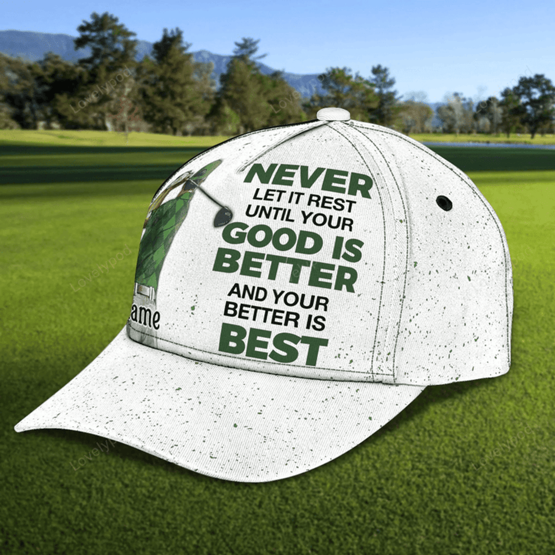 FUNSTUFFPRIT Customized With Name All Over Print 3D Cap For Dad Golf, Man Golfer Hat Caps, Dad Golf Caps