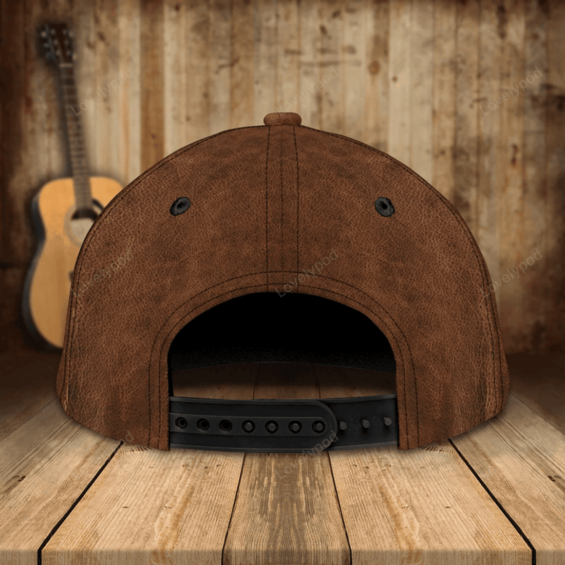 FUNSTUFFPRIT Baseball Guitar Cap Hat For Travel Summer, Guitar Cap Leather Brown Pattern, Best Gift To Guitarist