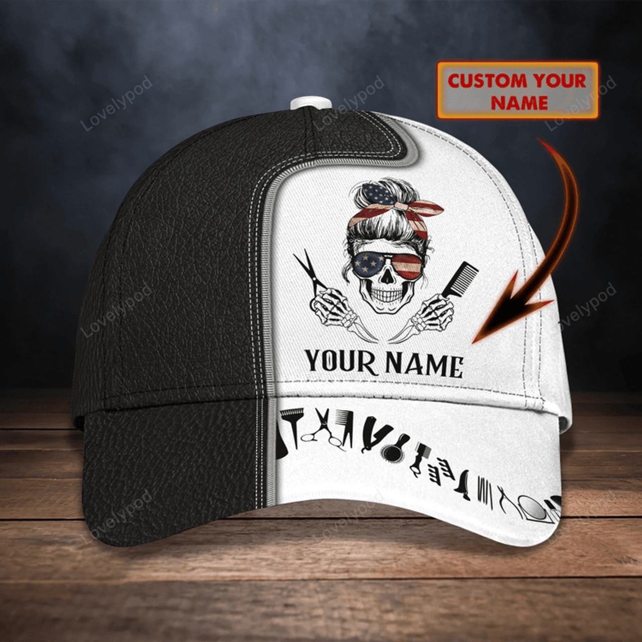 FUNSTUFFPRIT Customized 3D All Over Print Baseball Skull Barber Cap, Barber Skull Cap Hat, Cap For Barber Man