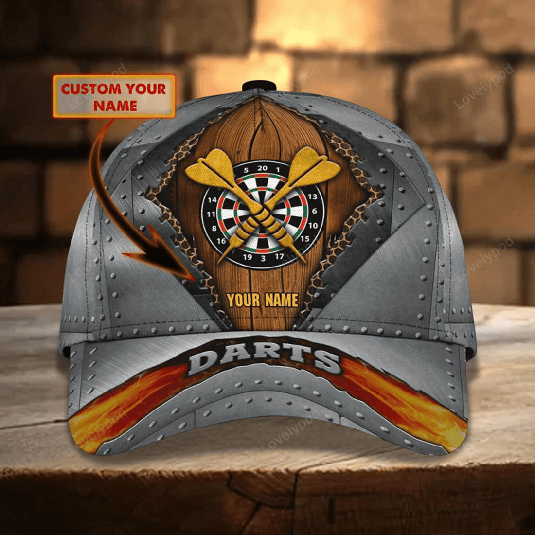 FUNSTUFFPRIT Personalized Baseball Full Print Dart Cap Hat For Men And Woman, Darts Cap For My Boy Friends, Gift To Darter