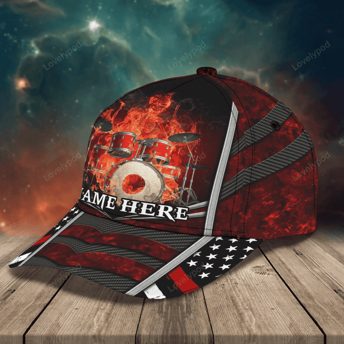 FUNSTUFFPRIT Personalized 3D All Over Print Baseball Drummer Cap Hat, To My Boy Friend Drummer Gifts, Drum Lover Gift