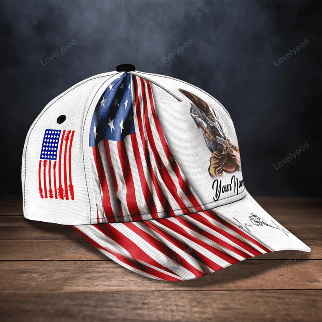 FUNSTUFFPRIT Personalized Guitar Caps Hat, 3D All Over Print Baseball Cap For Guitar Man, Present Guitar Lovers