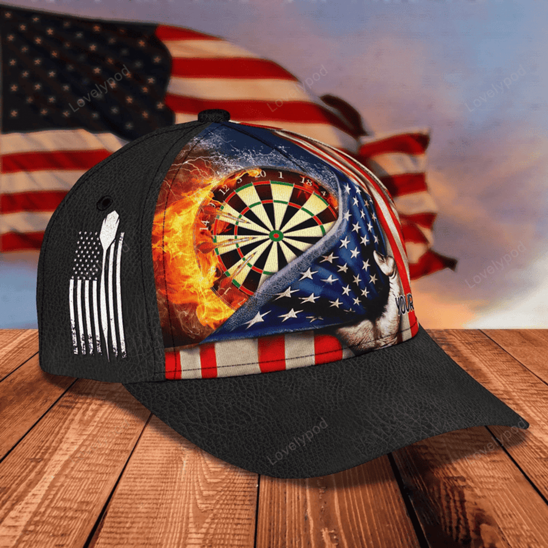 FUNSTUFFPRIT Custom With Name 3D Full Print Baseball Darts Cap, Classic Cap For Darter, Dart Lover Present Birthday Gift Darter