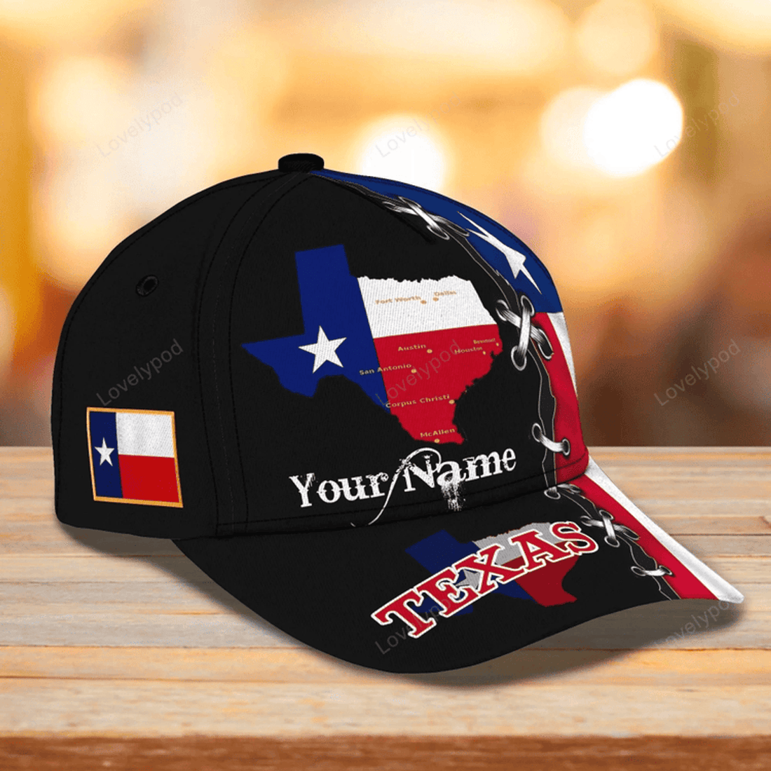 FUNSTUFFPRIT Personalized Name 3D Full Printing Texas Cap, Texas Baseball Classic Cap Hat