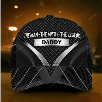 FUNSTUFFPRINT Personalized Father's Day Cap, Dad The man, The Myth, The Legend 3D Baseball Cap for Dad