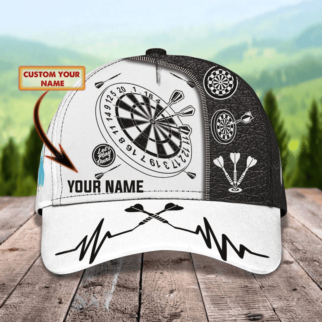 FUNSTUFFPRIT Customized With Name 3D Dart Caps, Dart Lover Gifts, Dart Hat Dart Cap For Dart Players