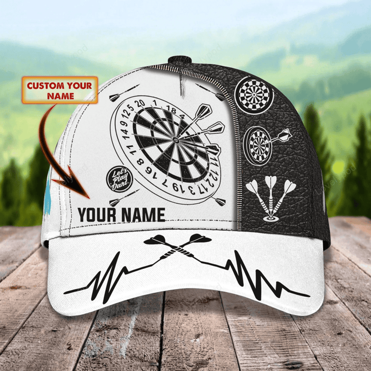 FUNSTUFFPRIT Customized With Name 3D Dart Caps, Dart Lover Gifts, Dart Hat Dart Cap For Dart Players