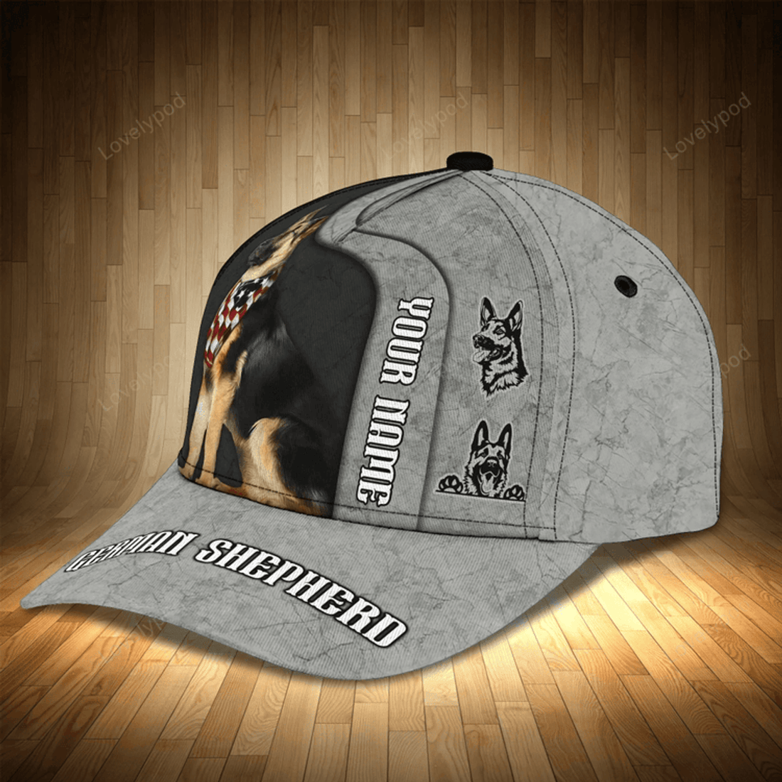 FUNSTUFFPRIT Personalized 3D Full Printing German Shepherd Dog Cap For Men And Woman, Dog Cap Hat, Gift For Dog Lover