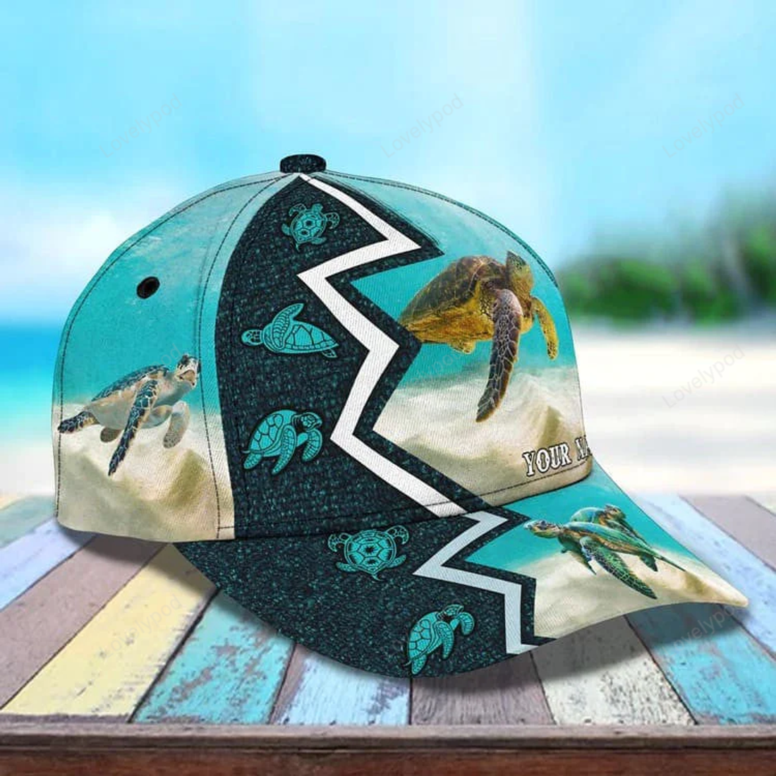 FUNSTUFFPRINT Customized Turtle Art Summer 3D Baseball Cap, Turtle Hat for Husband and Wife
