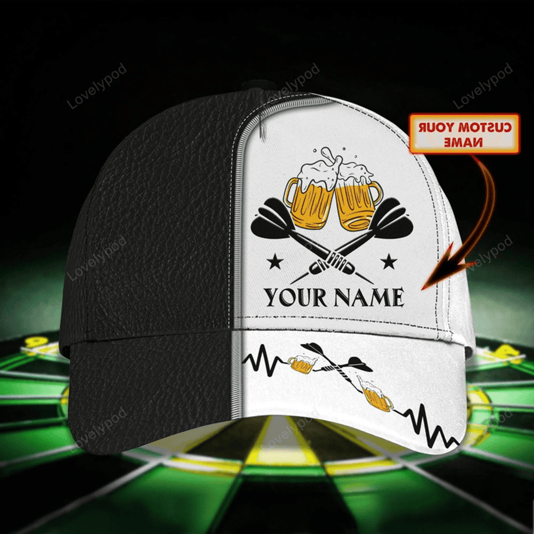 FUNSTUFFPRIT Personalized Dart Baseball Cap Full Printing, Dart Hat For Men And Woman, To My Friend Darter Cap Hat, Darter Cap