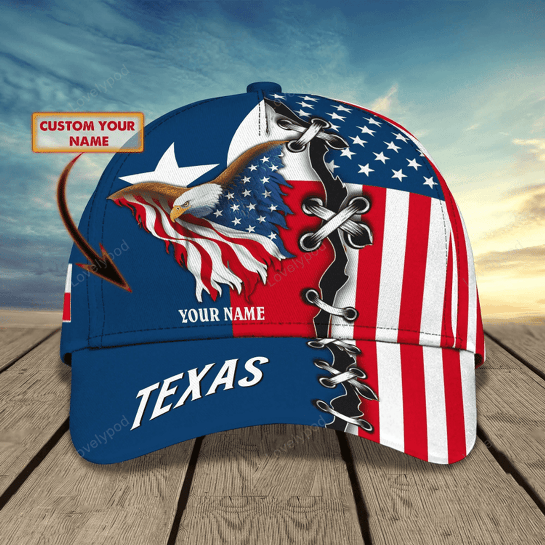 FUNSTUFFPRIT Personalized God Bless Texas 3D Full Print Baseball Cap, Texas American Pride Cap Hat, Texas Cap Hat