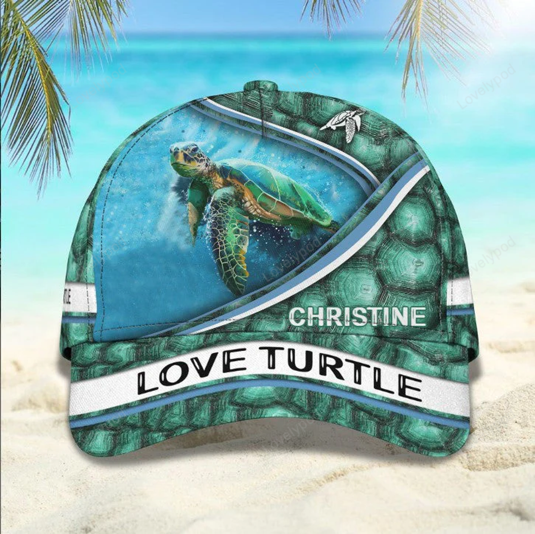 FUNSTUFFPRINT Customized Turtle Art Summer 3D Baseball Cap, Turtle Hat for Husband and Wife