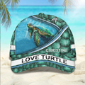 FUNSTUFFPRINT Customized Turtle Art Summer 3D Baseball Cap, Turtle Hat for Husband and Wife