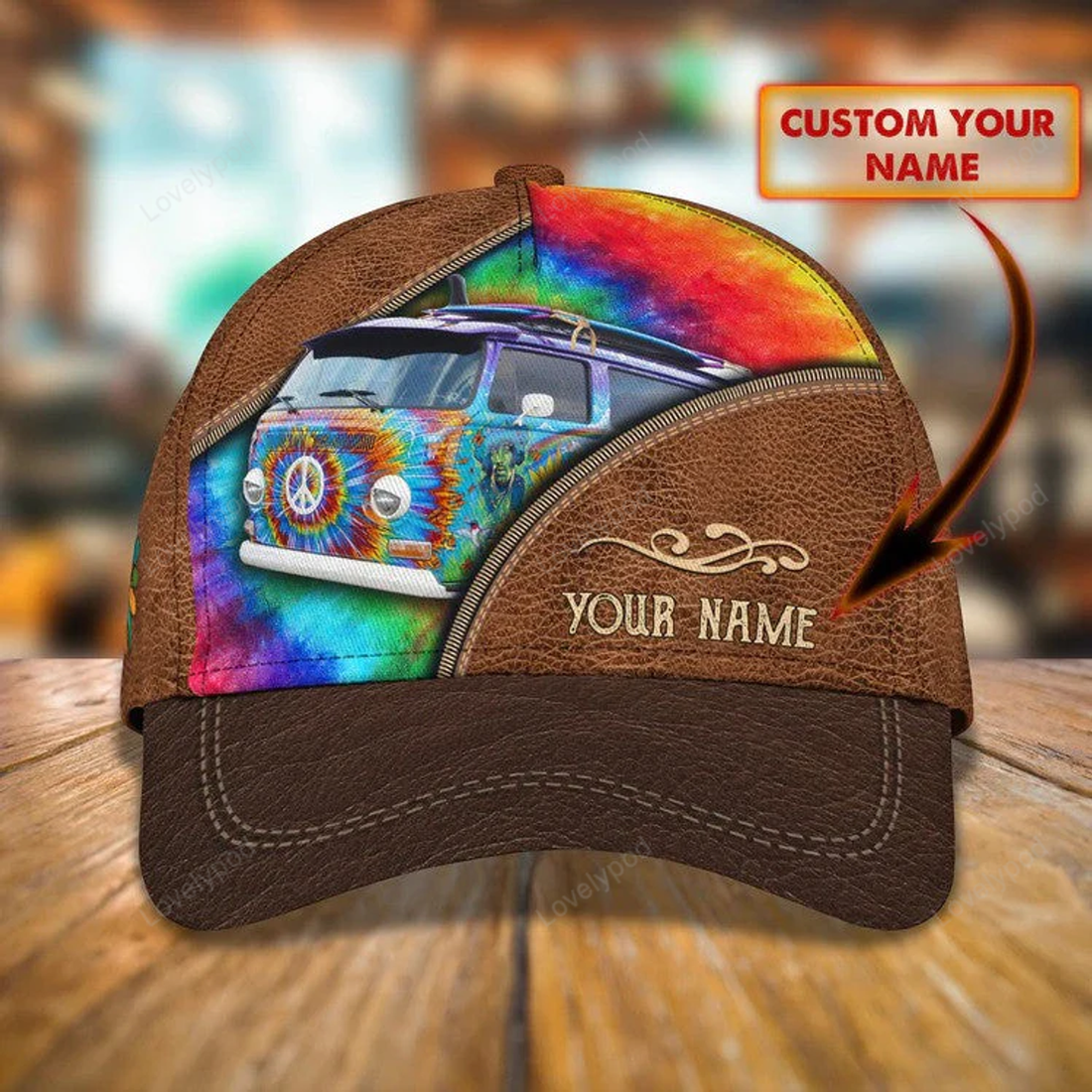 FUNSTUFFPRINT Hippie Car Personalized Hippie Cap 3D Classic Cap for Hippie Lovers for Girls