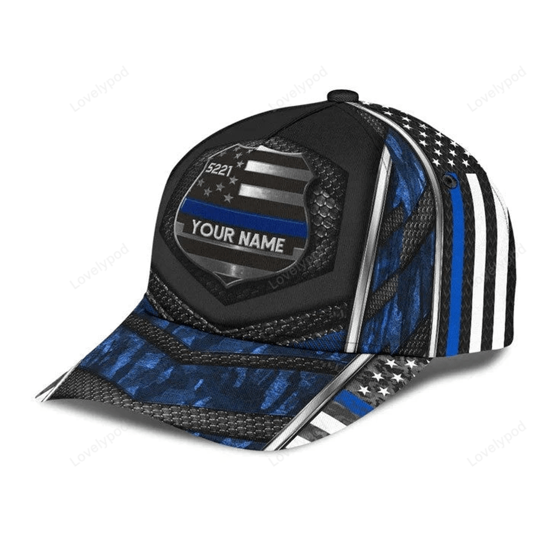 FUNSTUFFPRINT Custom Police Cap Proudly Served All Over Print 3D Classic Cap for Police, Gift for Dad