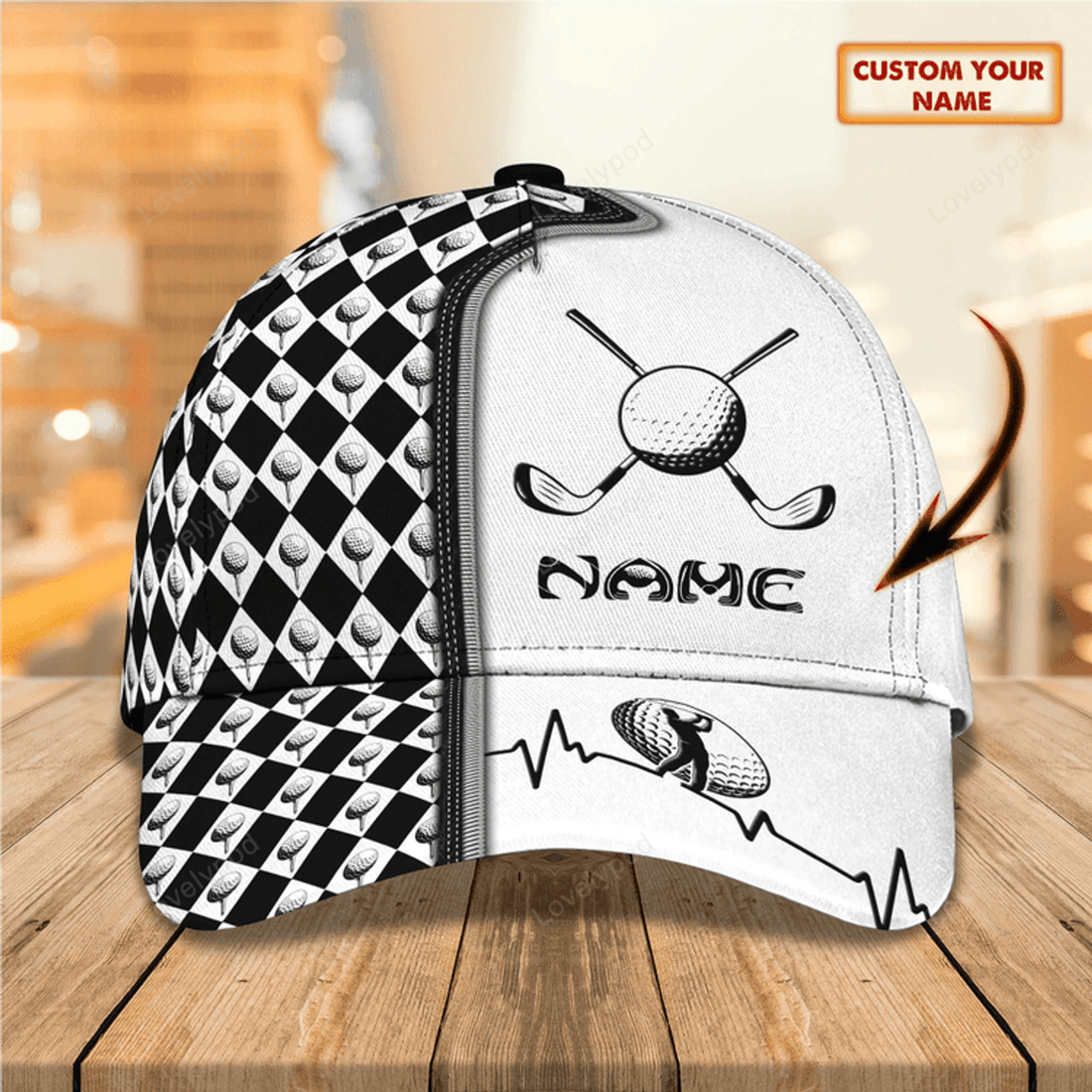 FUNSTUFFPRIT Personalized 3D Full Print Mens Golf Cap, Birthday Present To Golfer Friend, Gofler Boyfriend Gifts