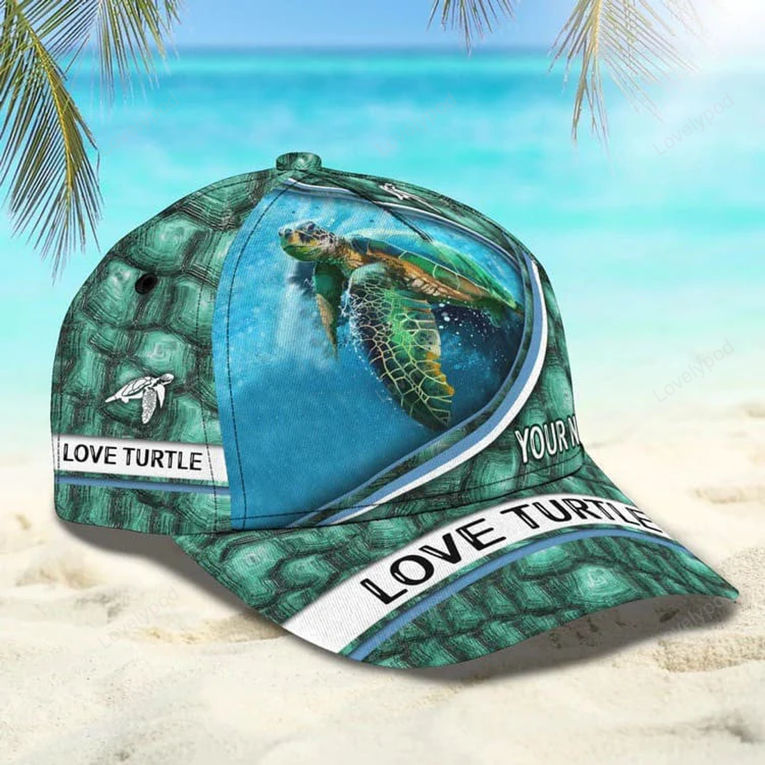 FUNSTUFFPRINT Customized Turtle Art Summer 3D Baseball Cap, Turtle Hat for Husband and Wife