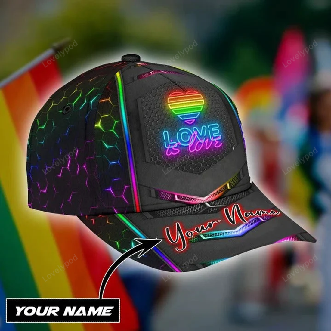 FUNSTUFFPRIT Personalized Pride Baseball Cap For Couple Gay, Lesbian Gifts, Color Of Life Lgbt 3D Baseball Cap Hat
