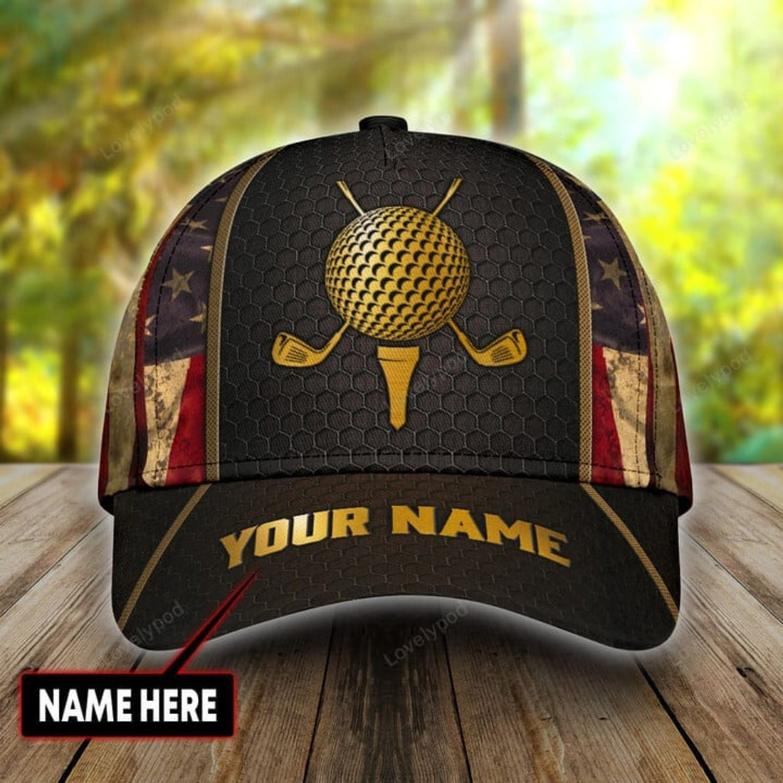 FUNSTUFFPRINT Personalized name Golf Classic Cap, Golf player cap hat for men and women