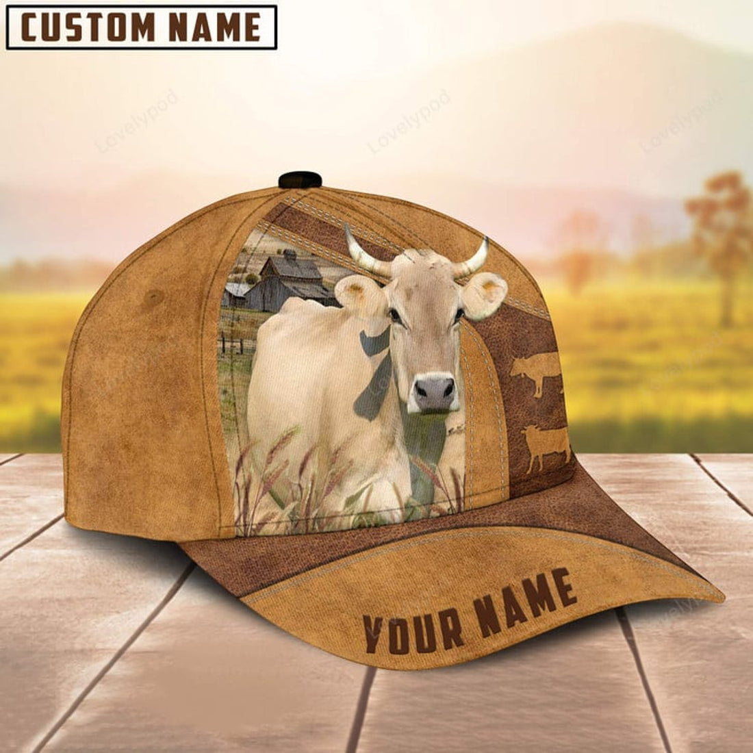 FUNSTUFFPRINT Custom Name Braunvieh Cattle Cap , Cattle Hat, Farm Baseball Hat, Cap Hat For Farmer Farm Lover