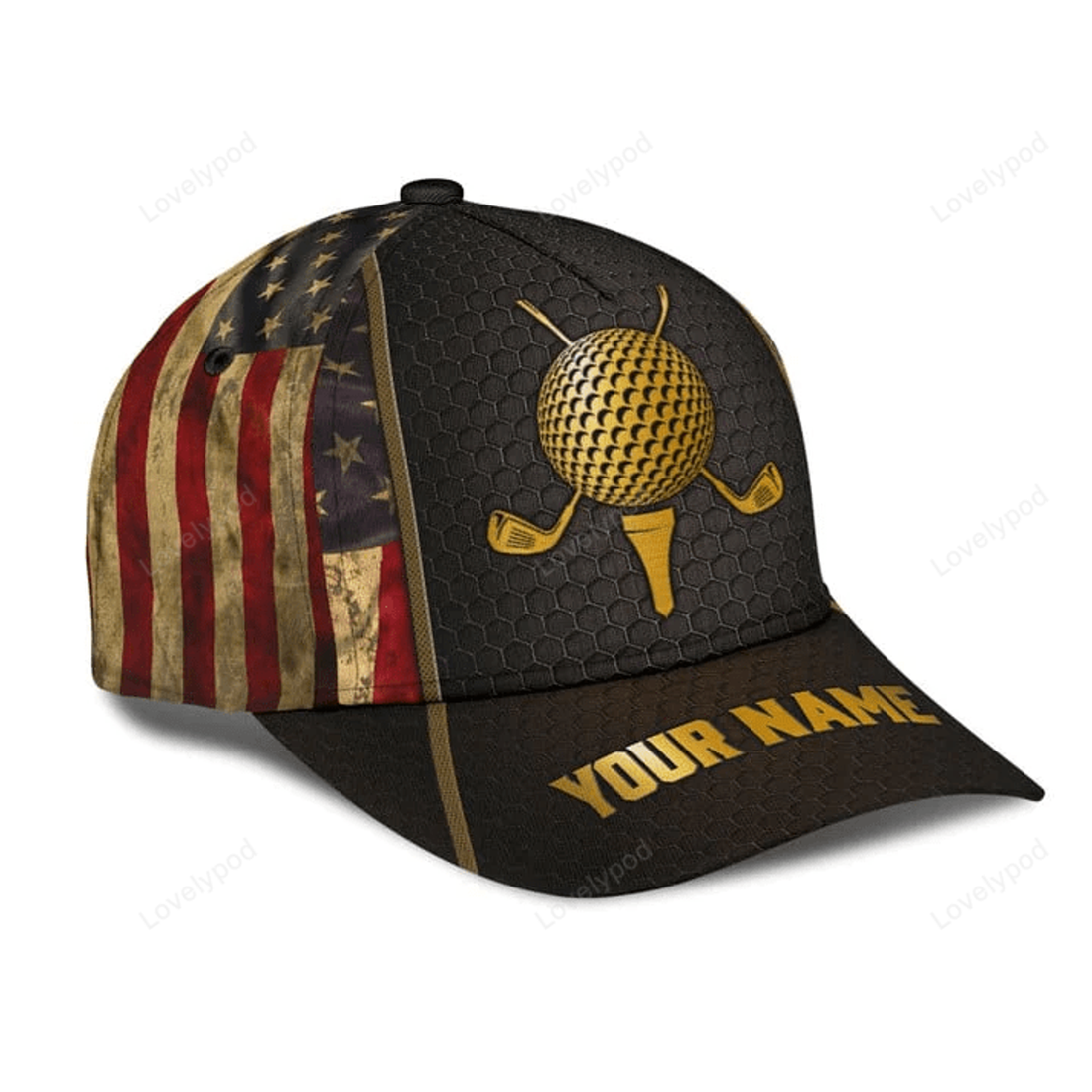 FUNSTUFFPRINT Personalized name Golf Classic Cap, Golf player cap hat for men and women