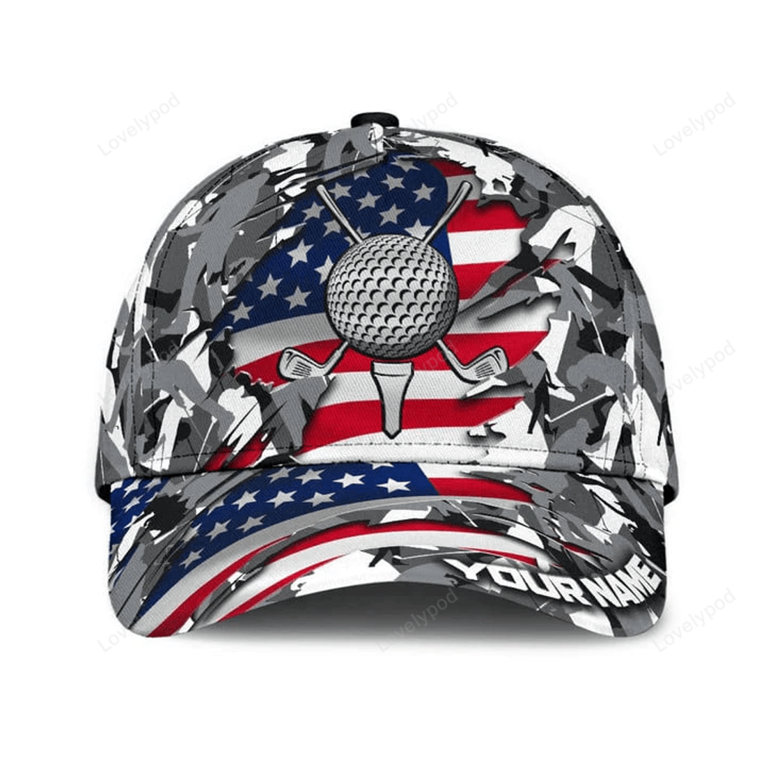 FUNSTUFFPRINT Personalized name Golf Classic Cap, Golf player cap hat for men and women