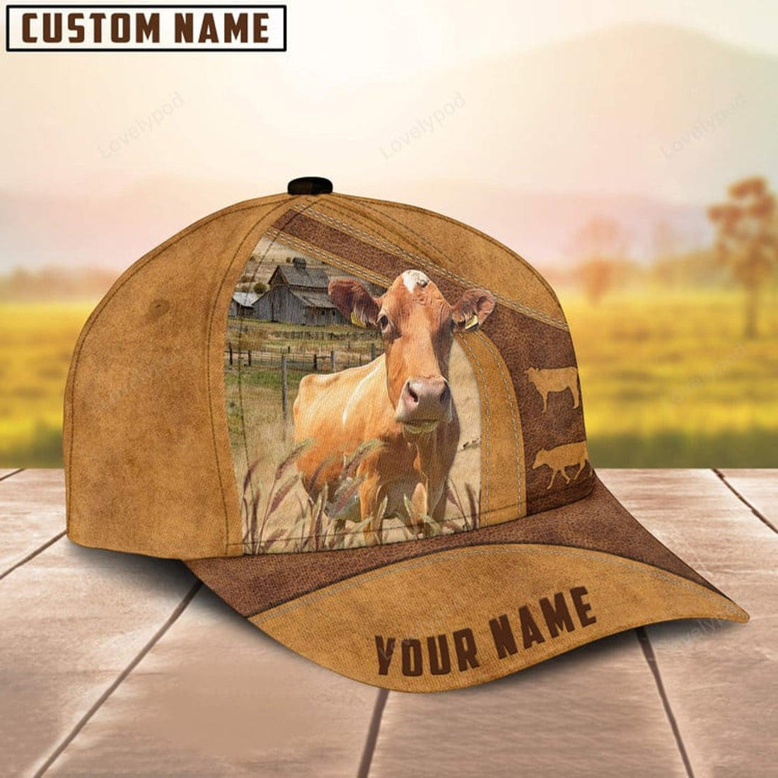 FUNSTUFFPRINT Personalized Name Guernsey Cattle Cap, Cattle Hat, Farm Baseball Hat, Cap Hat For Farmer Farm Lover