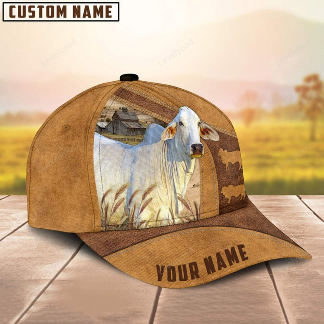 FUNSTUFFPRINT Personalized Brahman Cattle Cap, Cattle Hat, Farm Baseball Hat, Cap Hat For Farmer Farm Lover
