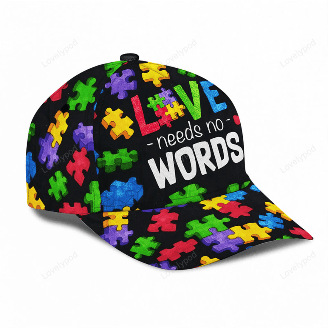 FUNSTUFFPRINT Love Needs No Words - Autism Awareness Cap Hat