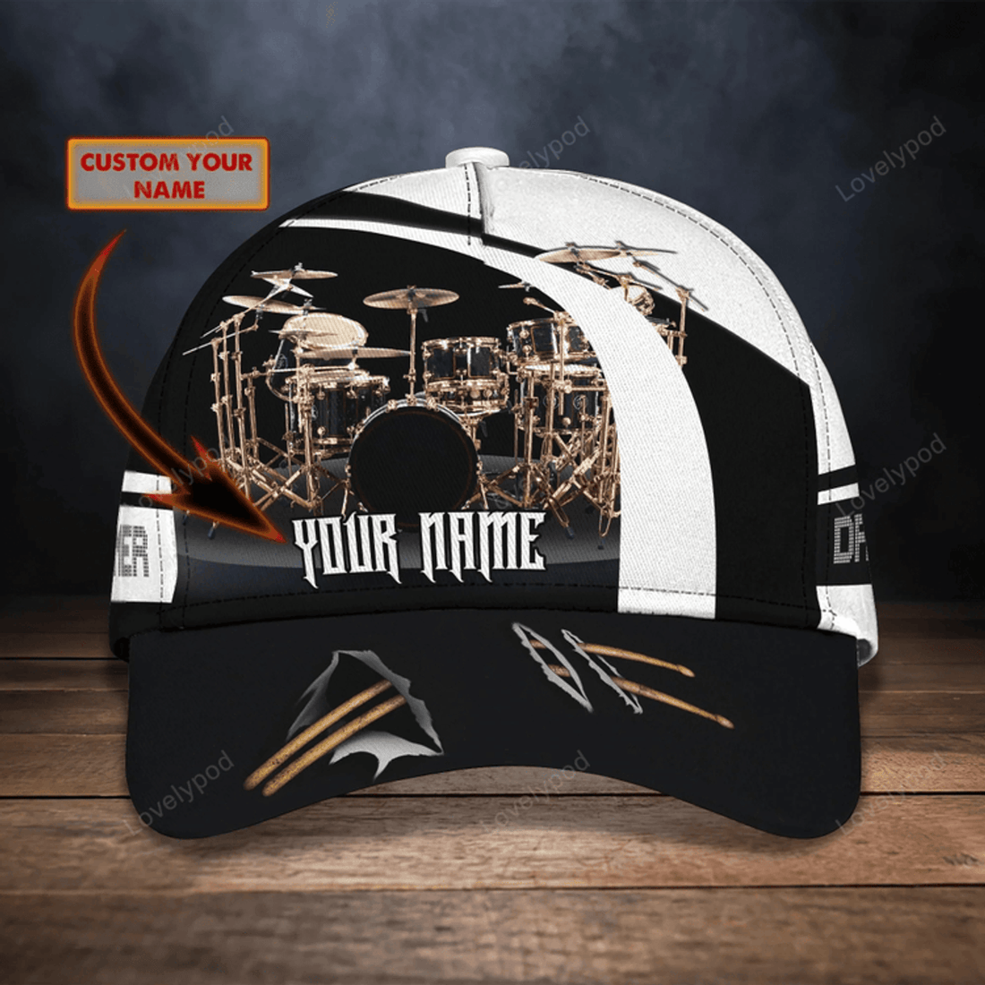 FUNSTUFFPRIT Personalized American Drummer Cap, 3D All Over Print Drum Cap Hat In Usa Flag, Gift To Drum Lover Drummer Gift