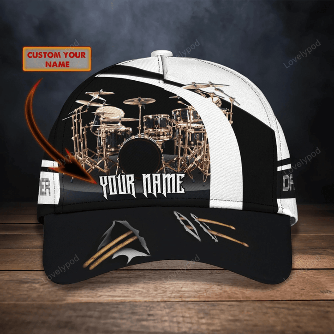 FUNSTUFFPRIT Personalized American Drummer Cap, 3D All Over Print Drum Cap Hat In Usa Flag, Gift To Drum Lover Drummer Gift